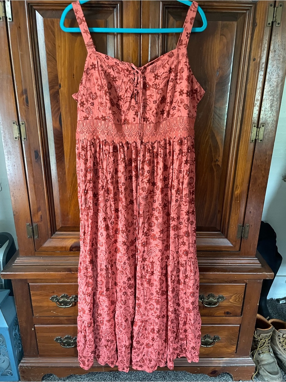 torrid Rust Floral Maxi Dress with Lace Waistband